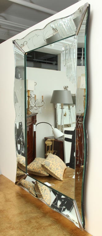 Gorgeous Large Art Deco Etched Mirror 2
