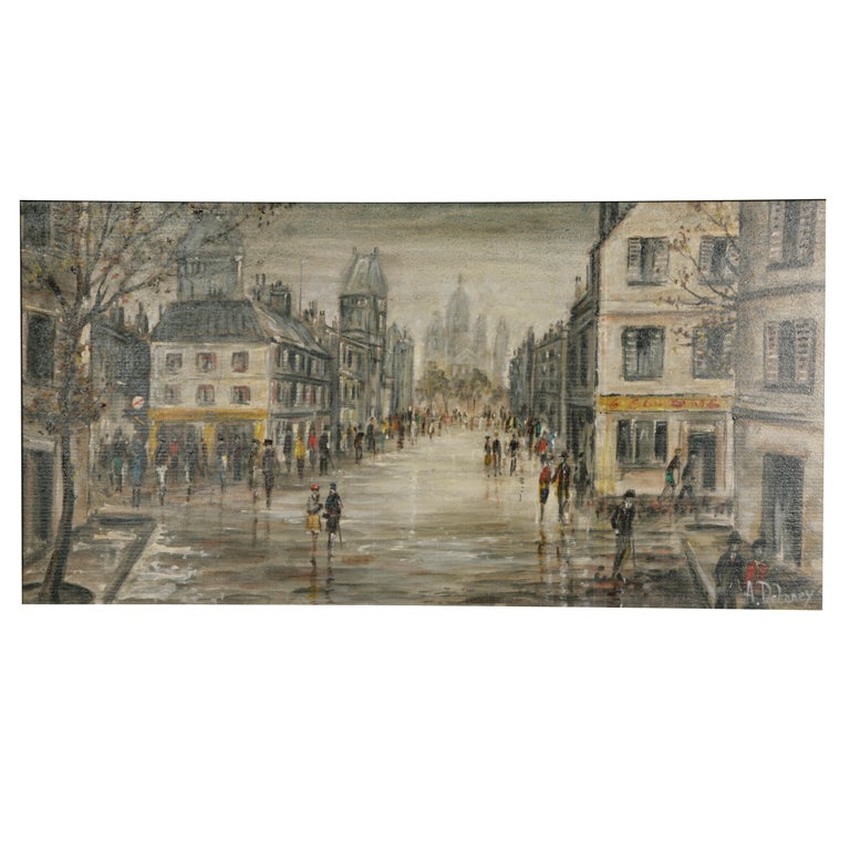 Arthur Delaney oil on panel painting "street in Montmartre", England circa 1930 For Sale