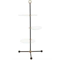 A French Brass & Glass Three Tier Display Stand.