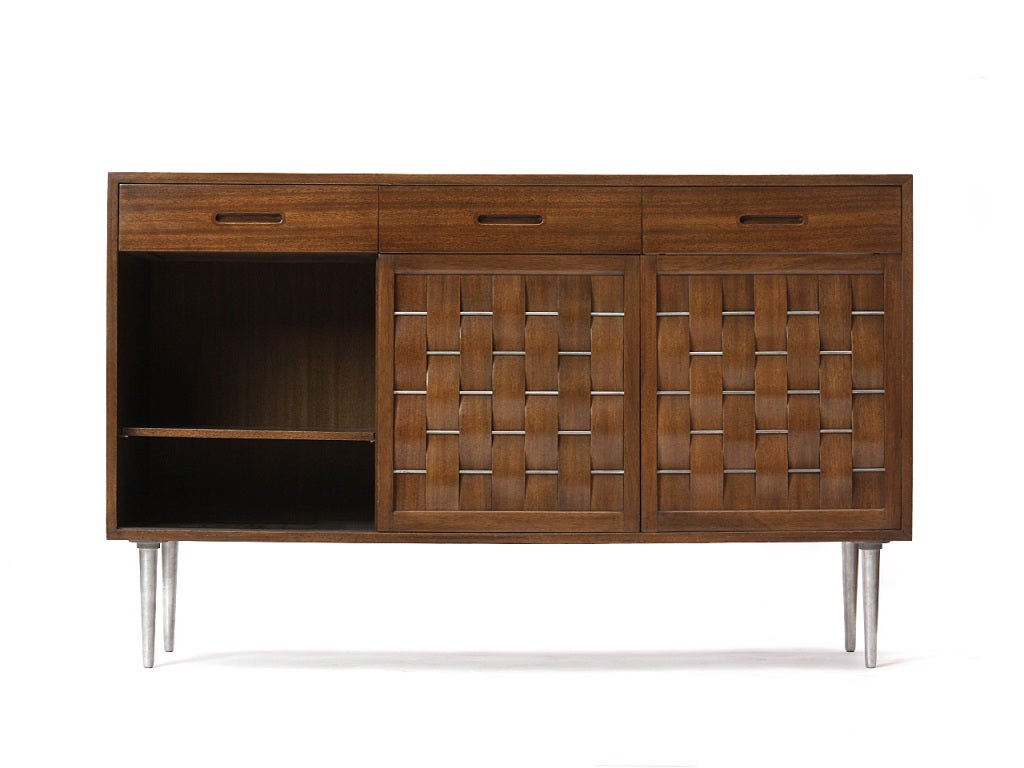 Mid-Century Modern Woven Front Cabinet by Edward Wormley for Dunbar