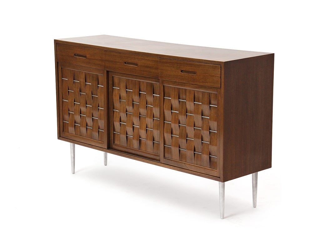Mahogany Woven Front Cabinet by Edward Wormley for Dunbar