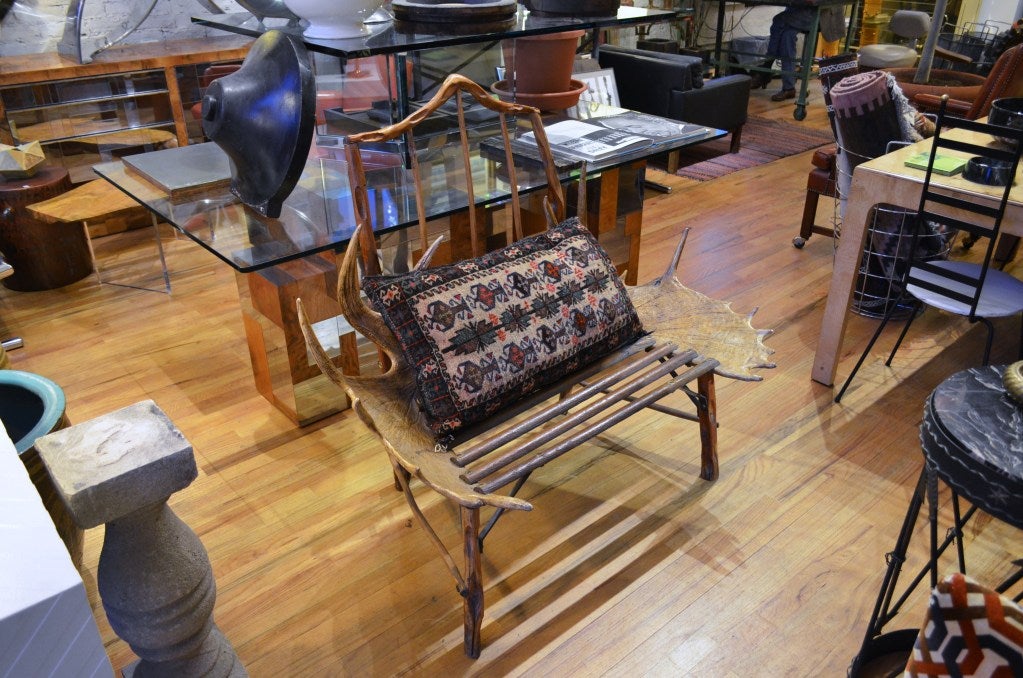 Rustic Canadian Craftsman Moose Antler Chair 1