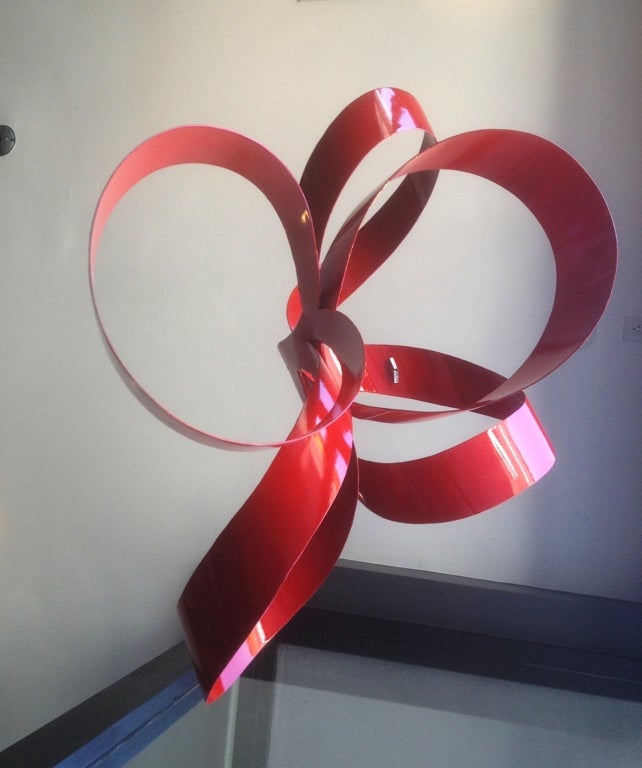 One of a Kind Red Ribbon Sculpture by Paul Chilkov In Excellent Condition In Los Angeles, CA