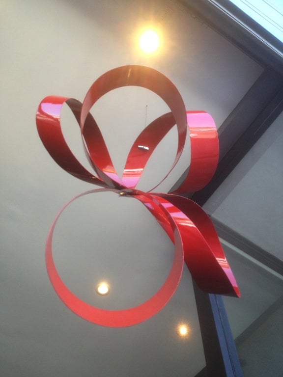 Late 20th Century One of a Kind Red Ribbon Sculpture by Paul Chilkov