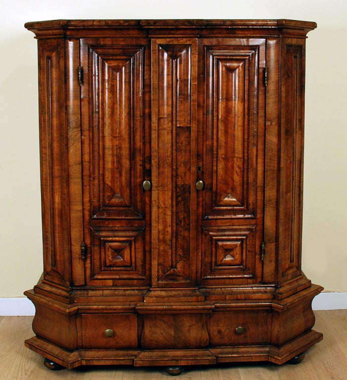17th Century Italian Baroque Walnut Cabinet