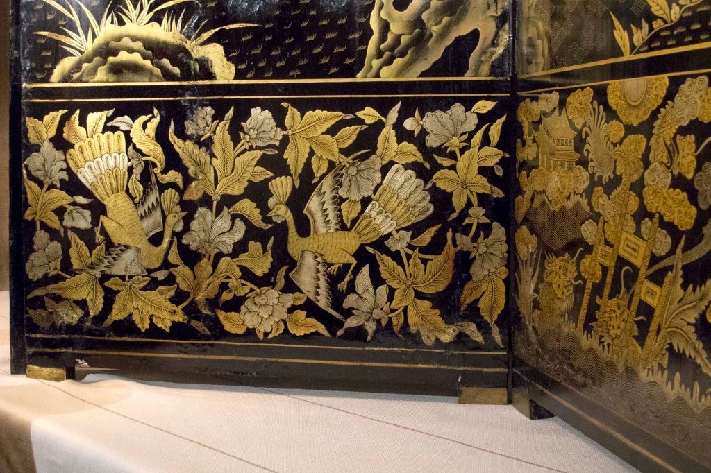 Chinese Lacquer Eight-Panel Screen. Early 19th Century 5