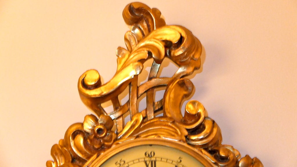 Swedish Gilt Wood Cartel Clock 6