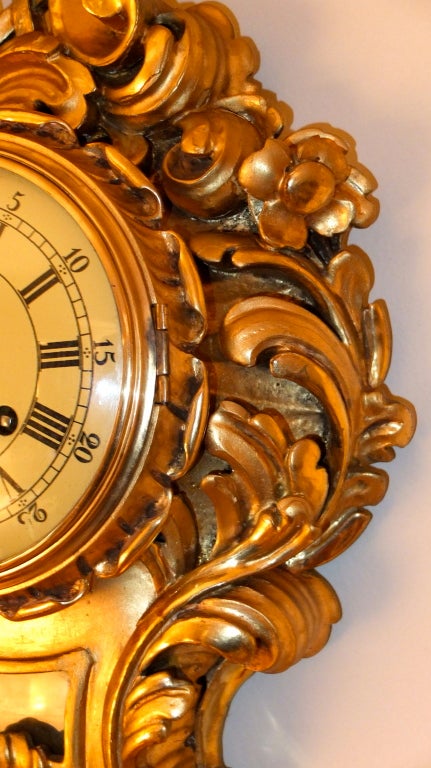 Swedish Gilt Wood Cartel Clock 4