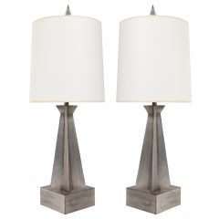 Pair of Sculptural Silver Leaf Lamps 6