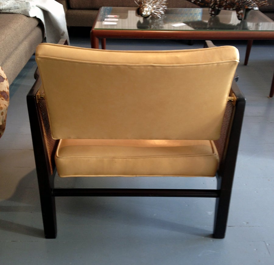 Cane Pair lounge chairs adjustable back Edward Wormley Dunbar