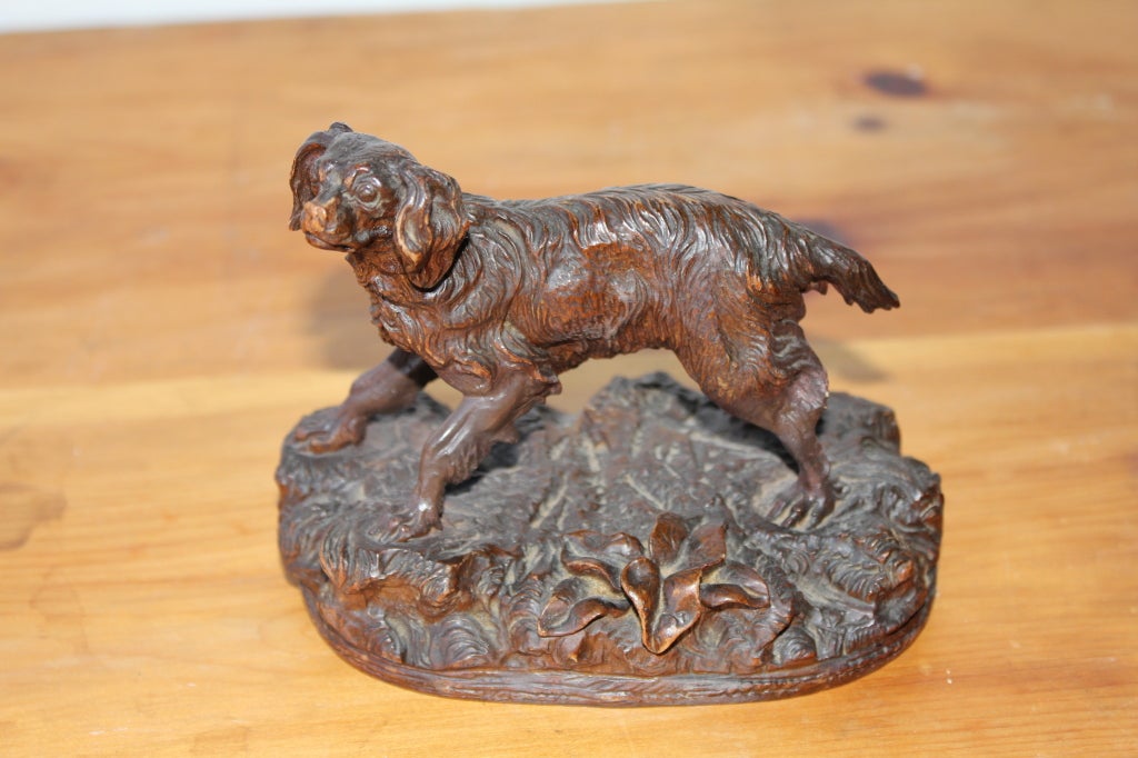 Nice Black Forest Inkwell with Carved Dog 1