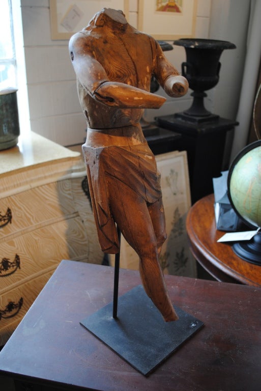 French 18th Century Carved Walnut Figure on Stand For Sale