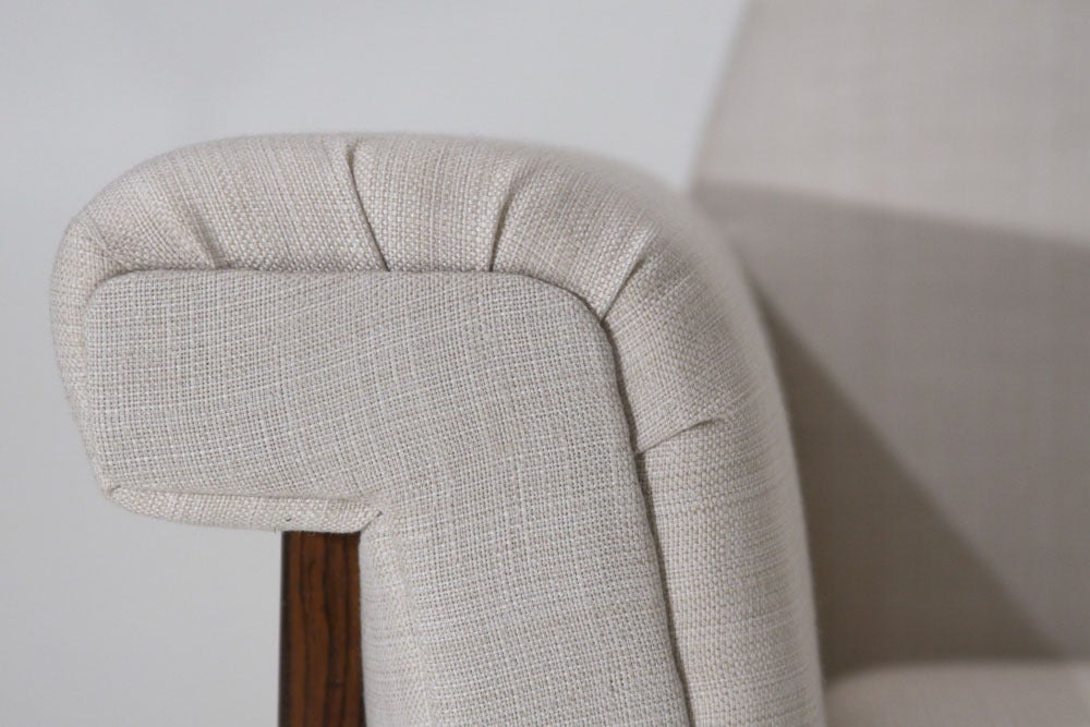 Linen and Rosewood armchair Branco and Prieto attribution 6