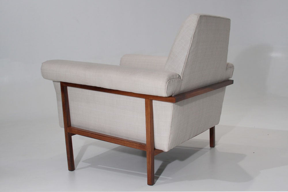 Linen and Rosewood armchair Branco and Prieto attribution 2