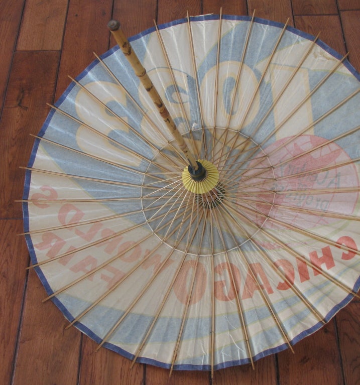 Mid-20th Century Graphic Chicago World's Fair Paper Umbrella 1933