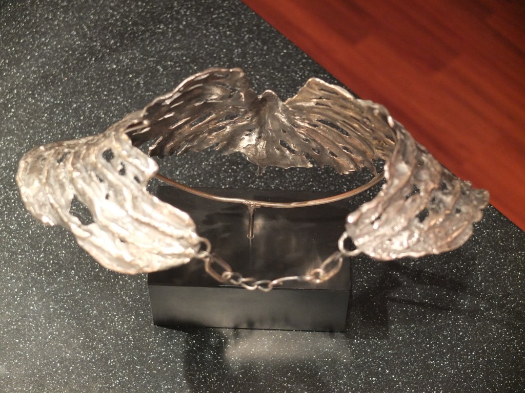 Sterling Silver Collar by Sculptor Judith Brown (1931 - 1992) In Excellent Condition In Hanover, MA