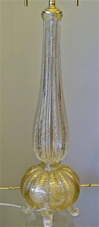 Mid-20th Century Barovier Cordonato d'Oro Murano Gold Footed Table Lamp