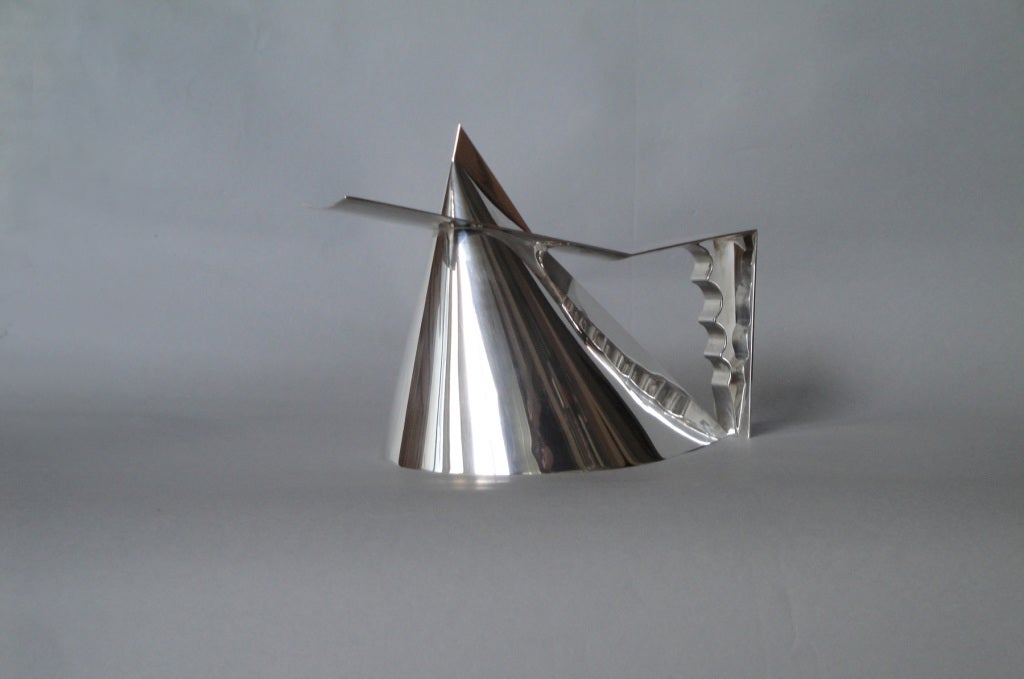 French Silver Plated Verseuse/Tea Pot by Richard Meier for Christofle For Sale