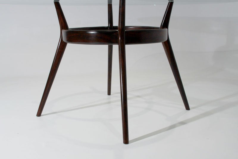 Round Glass Solid Rosewood Sculptural Dining Table 1