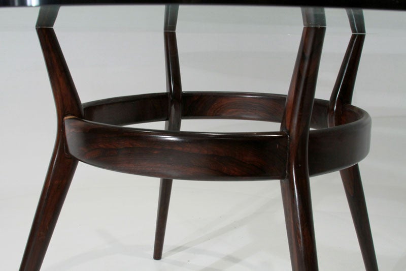 Round Glass Solid Rosewood Sculptural Dining Table 2