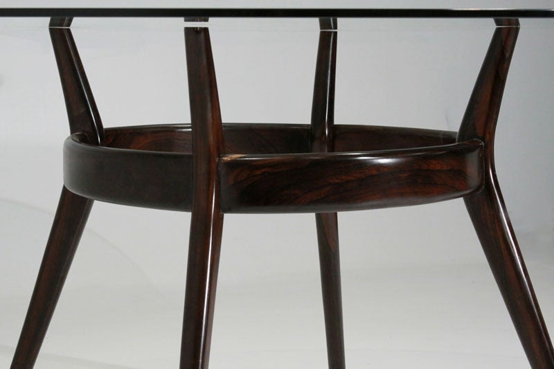 Round Glass Solid Rosewood Sculptural Dining Table 3