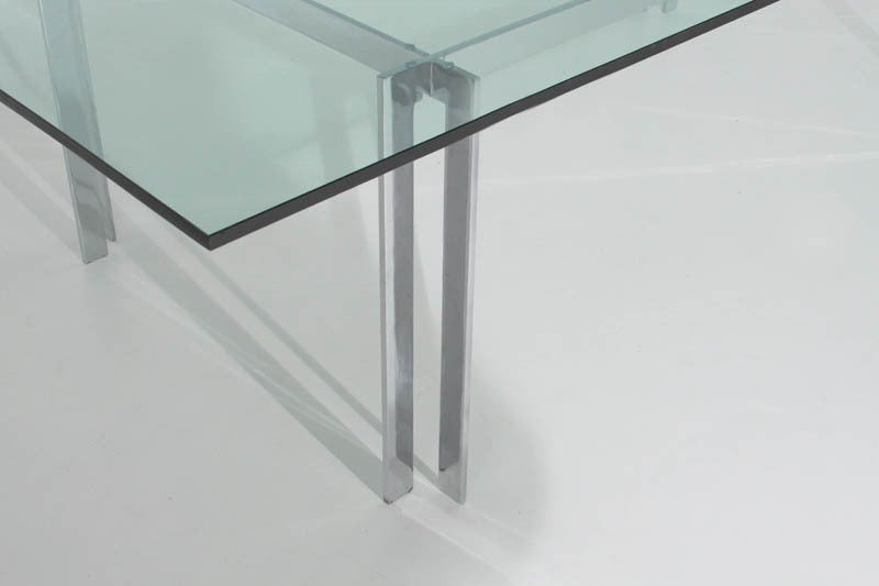 Milo Baughman Chromed Steel and Glass Extendable Dining Table In Good Condition For Sale In Los Angeles, CA
