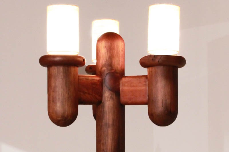 Three-Pronged Cactus Shaped Standing Light Fixture In Good Condition For Sale In Los Angeles, CA