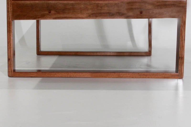 Mid-20th Century Vintage Leather Wrapped Coffee Table with Solid Walnut Base For Sale