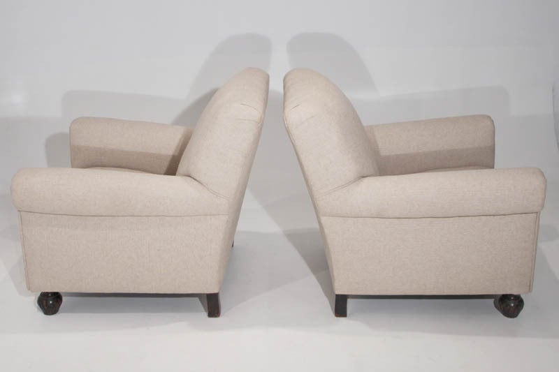 Mid-20th Century Organic Modern Brazilian Linen Club Chairs For Sale