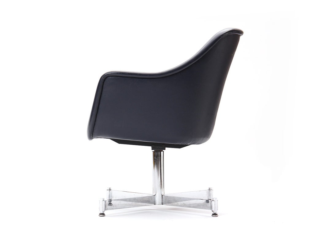 Leather Desk Chair by Ward Bennett In Excellent Condition In Sagaponack, NY