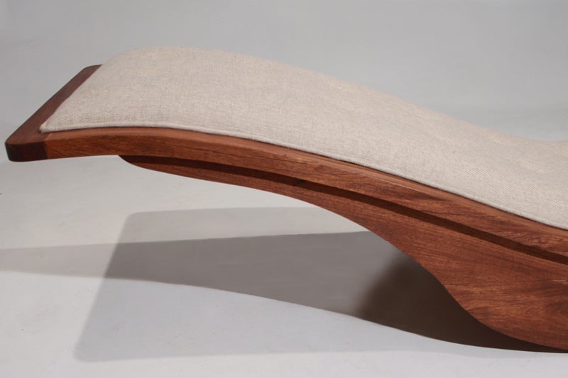 Rocking Wood and Linen Chaise Lounge by Igor Rodrigues 2