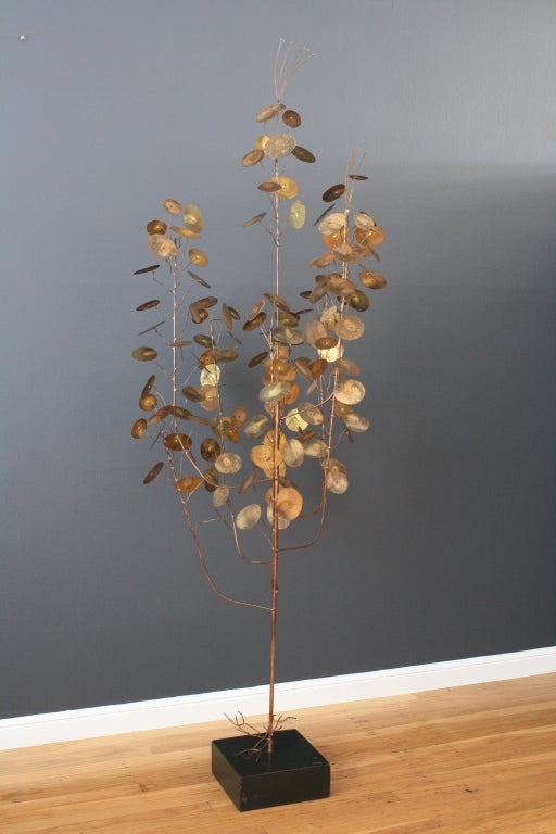 Vintage Mid-Century Curtis Jere Brass Rain Drop Tree Sculpture