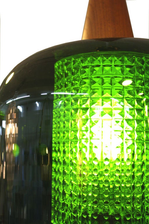 Mid-20th Century Mid Century Handblown Green Glass Pendant Light by Orrefors