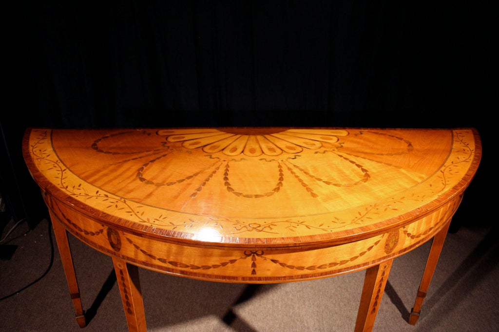 English George III Satinwood Marquetry Console, circa 1780 For Sale