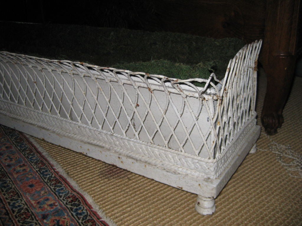 19th Century Antique French Iron and Wire Work Planter Box For Sale