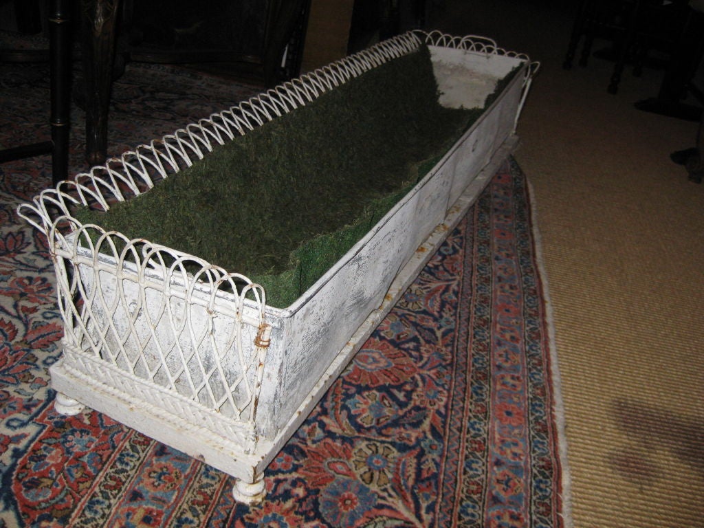 Antique French Iron and Wire Work Planter Box For Sale 2