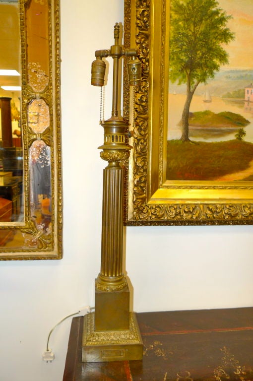 Français Paire de lampes à colonne Louis-Philippe en bronze par Clachet en vente