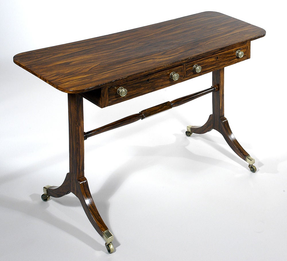 Cast Regency Period Faux Rosewood Sofa Table with Two Drawers. English, Circa 1800 For Sale