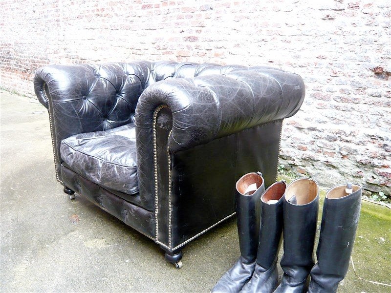 Belgian Leather Sofa Chair Chesterfield Style 7