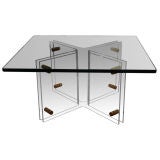 Lucite Base Table With Glass Top