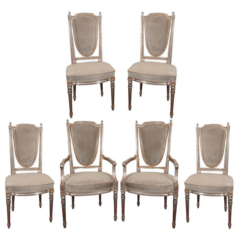 A Fine Neoclassical  Gilt wood Dining Chairs Set For Sale