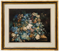Framed 19th Century Watercolour - Still Life with Flowers and Insects