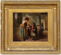 Edwin S. Grigg - Framed 1874 Oil, Feeding Time