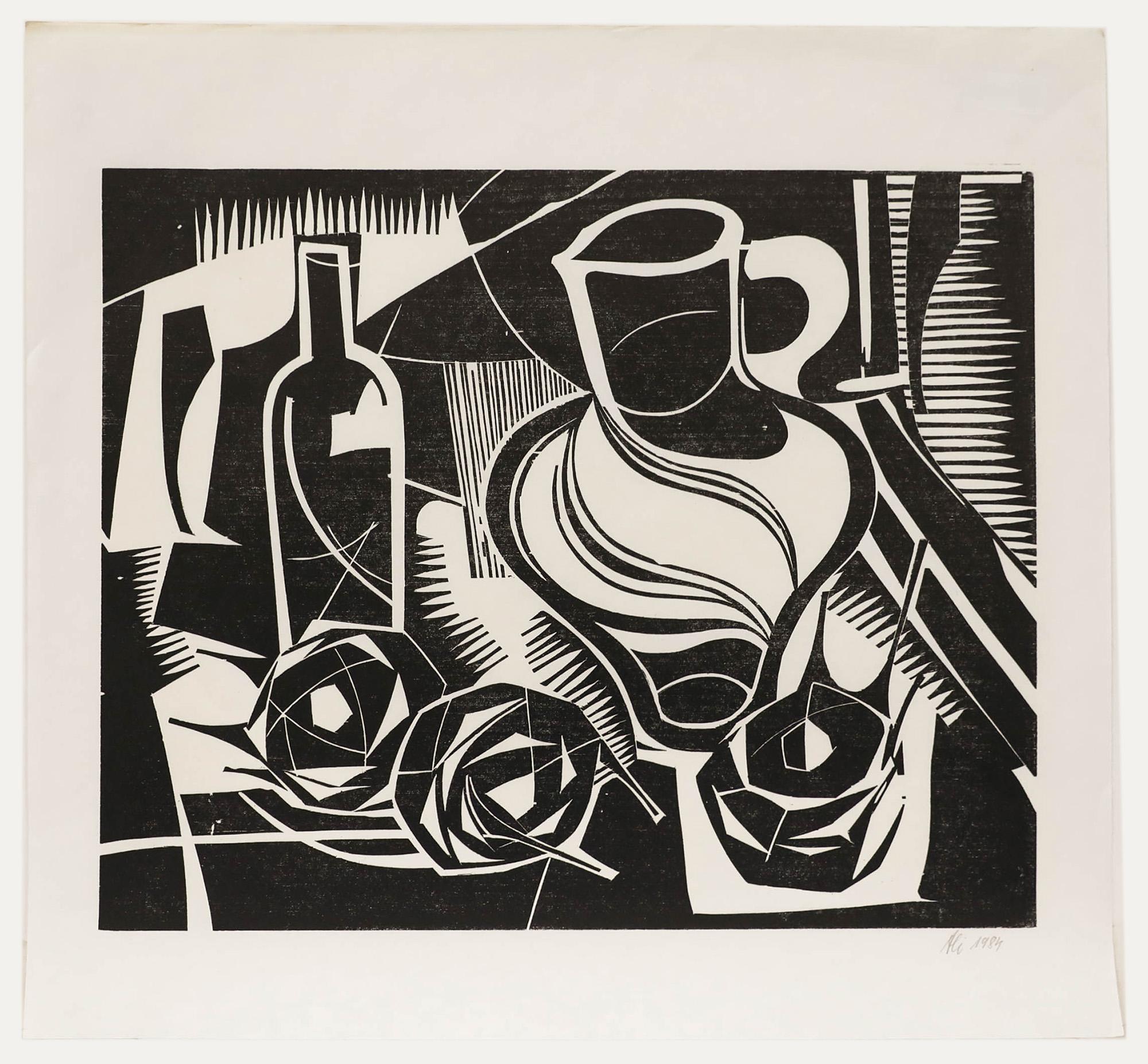 Ali Kurt Baumgarten (1914-2009) - 1984 Gravure sur bois, nature morte