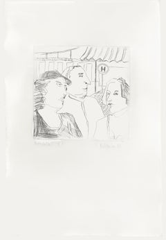 Marion Kallauka (b.1949) - 1983 Etching, The Bus Stop