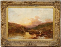 Framed Mid 19th Century Oil - Setting Sun