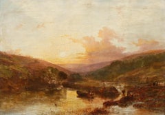 Framed Mid 19th Century Oil - Setting Sun