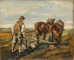 Franz Dreyer - German School Mid 20th Century Oil, Ploughing