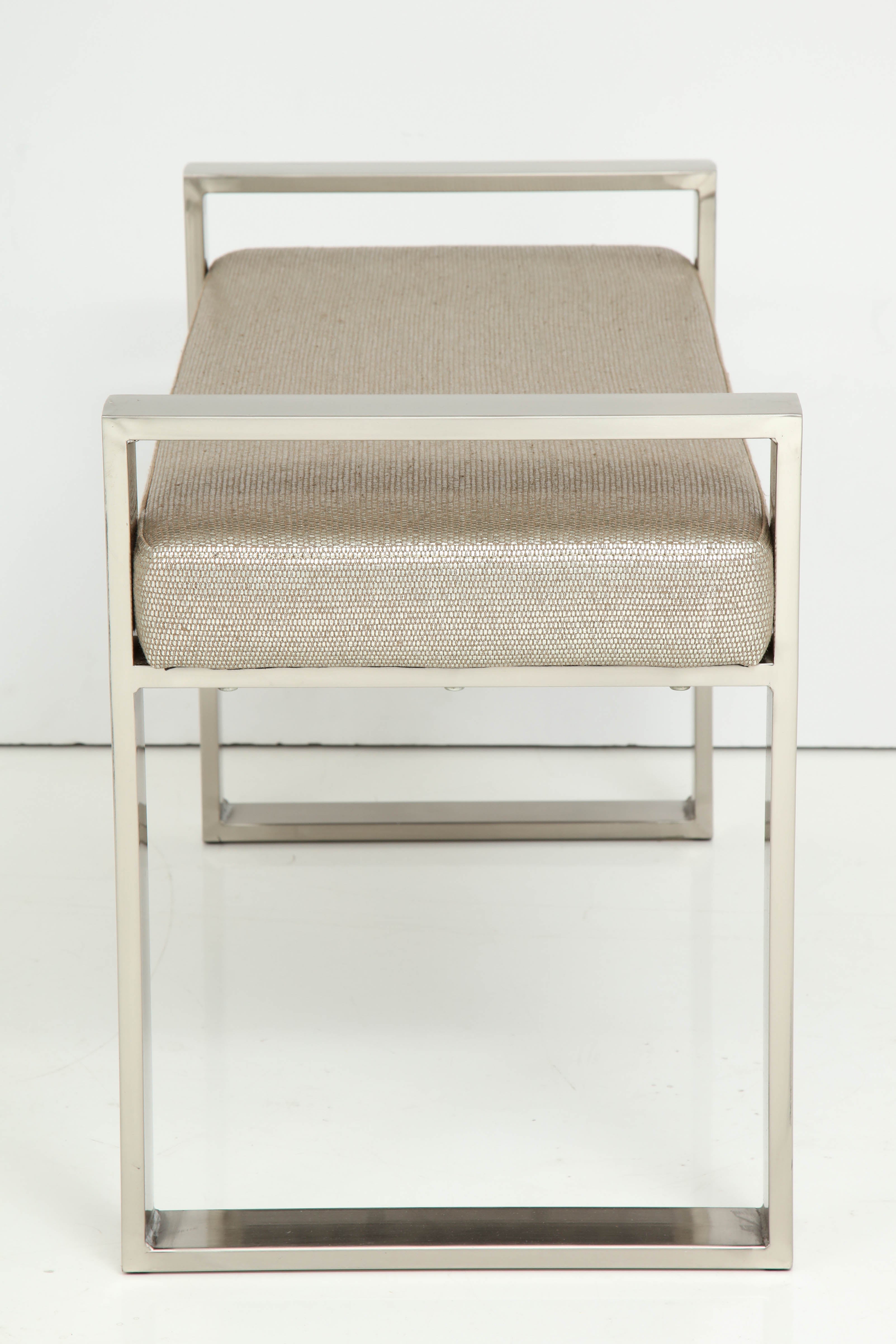 Pair Of Polished Stainless Steel Upholstered Benches At 1stdibs