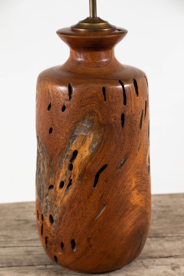 solid turned walnut wood table lamp at 1stdibs